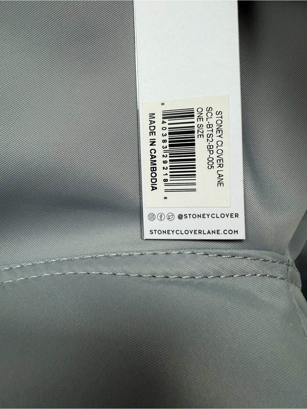NWT Stoney Clover Lane Light Grey Nylon Backpack - Picture 4 of 4